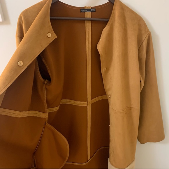 ZARA suede jacket with faux fur - Picture 4 of 9